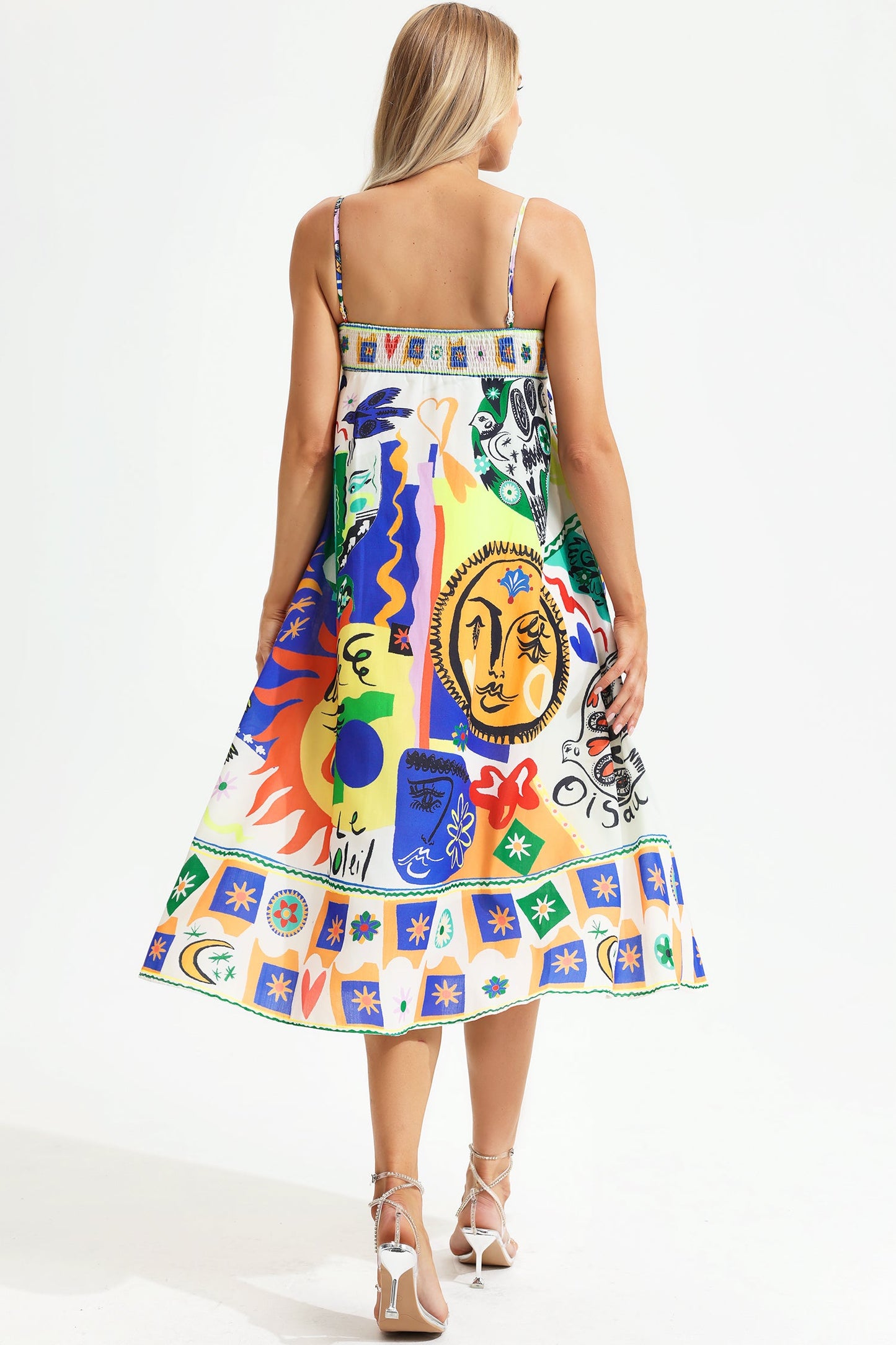 Abstract Print Sleeveless Midi Sun Dress