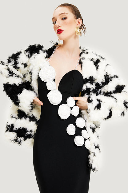 Faux Shearling Cow Print Coat