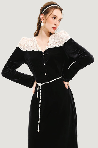 Floral Metal Pearl Waist Chain Silver