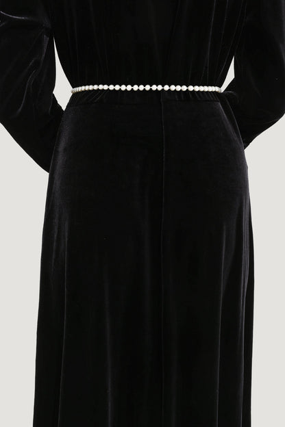 Floral Metal Pearl Waist Chain Silver