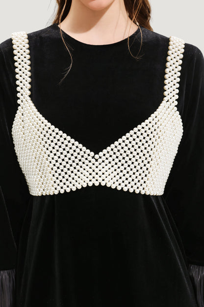 Faux Pearl Handmade Beaded Vest