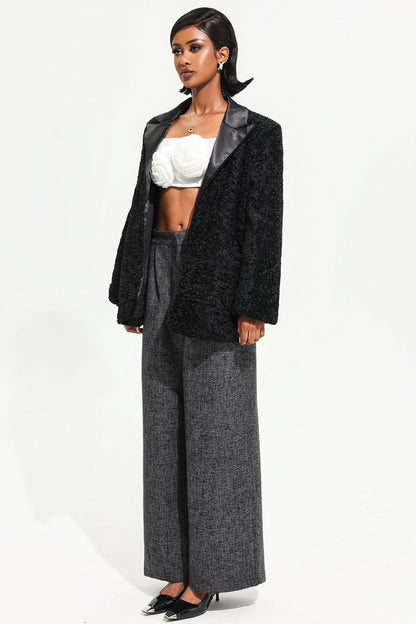 Velvet Long Sleeve Black Maxi Blazer