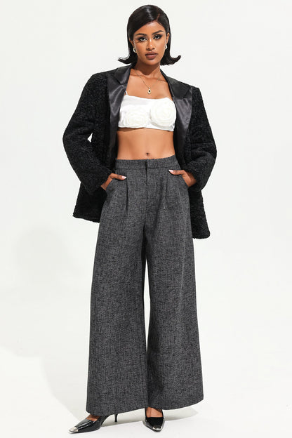 Velvet Long Sleeve Black Maxi Blazer