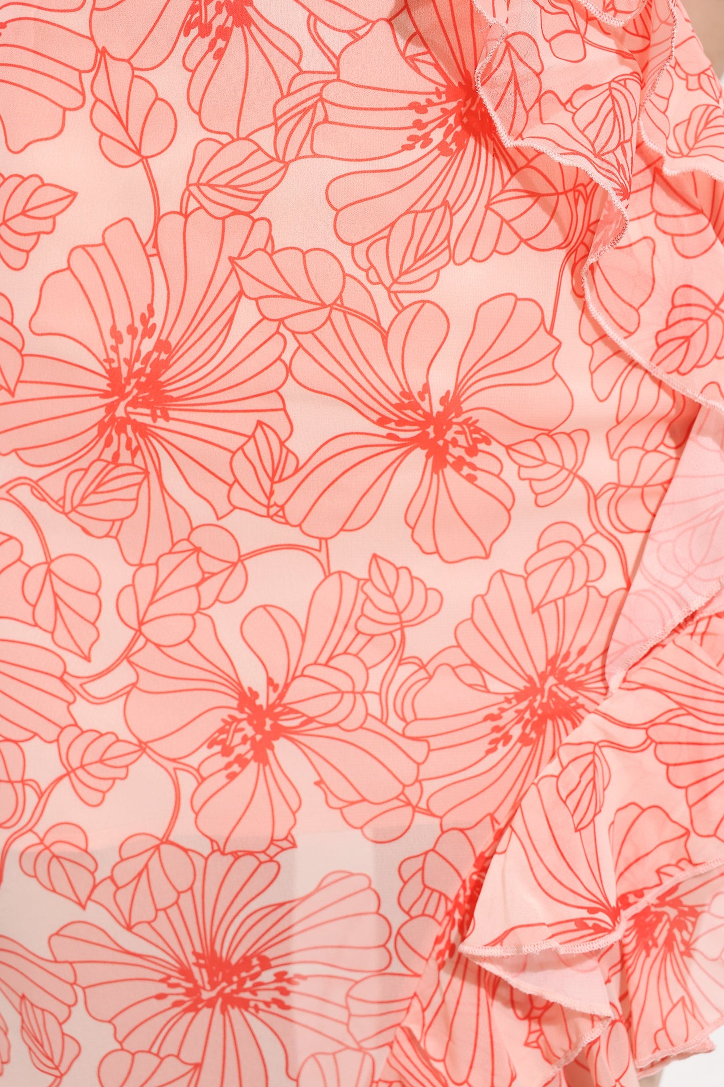 Cecily Ruffle Cross Neck Chiffon Split Maxi Dress