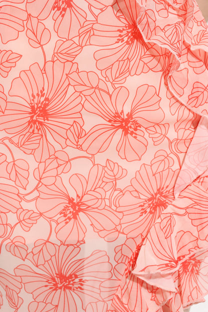 Cecily Ruffle Cross Neck Chiffon Split Maxi Dress