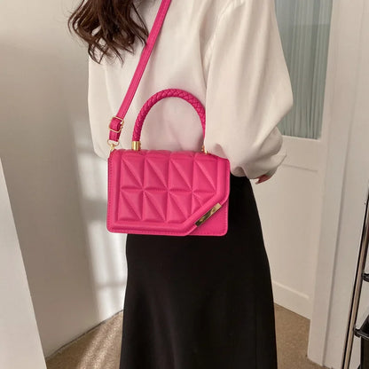 Plaid PU Leather Designer Crossbody Handbag