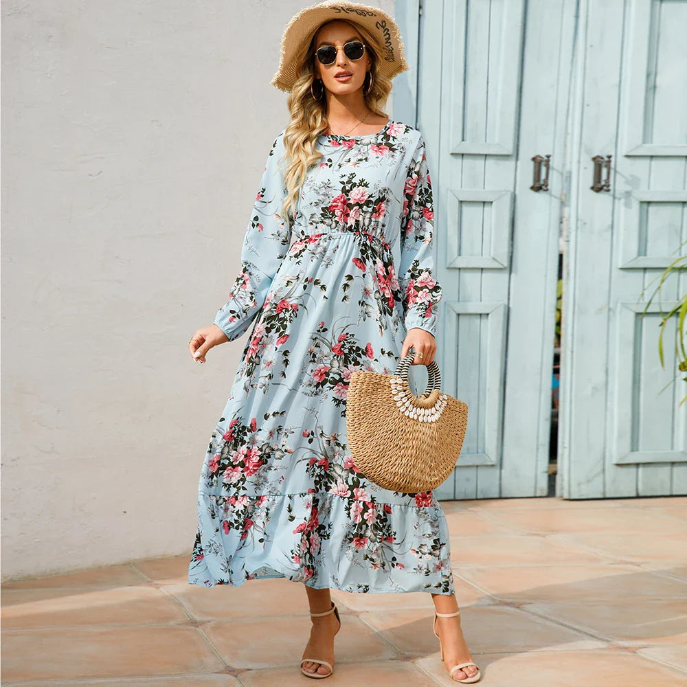 Bohemian Women’s Chiffon Floral Maxi Dress