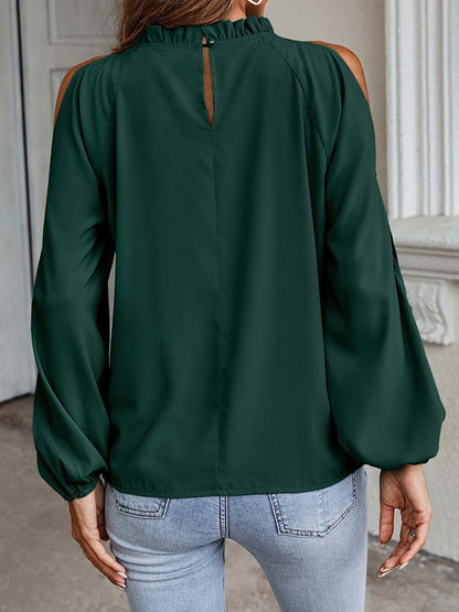 Shirt For Women Red Jewel Neck Casual Long Sleeves Tops
