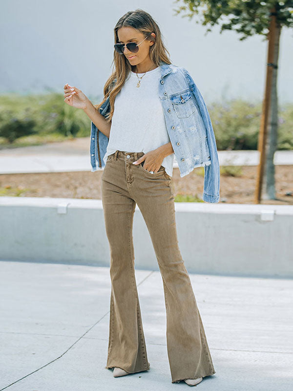 Flare Jeans For Woman Camel Cotton Spring Bell Bottoms 2026
