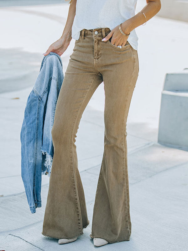 Flare Jeans For Woman Camel Cotton Spring Bell Bottoms 2026