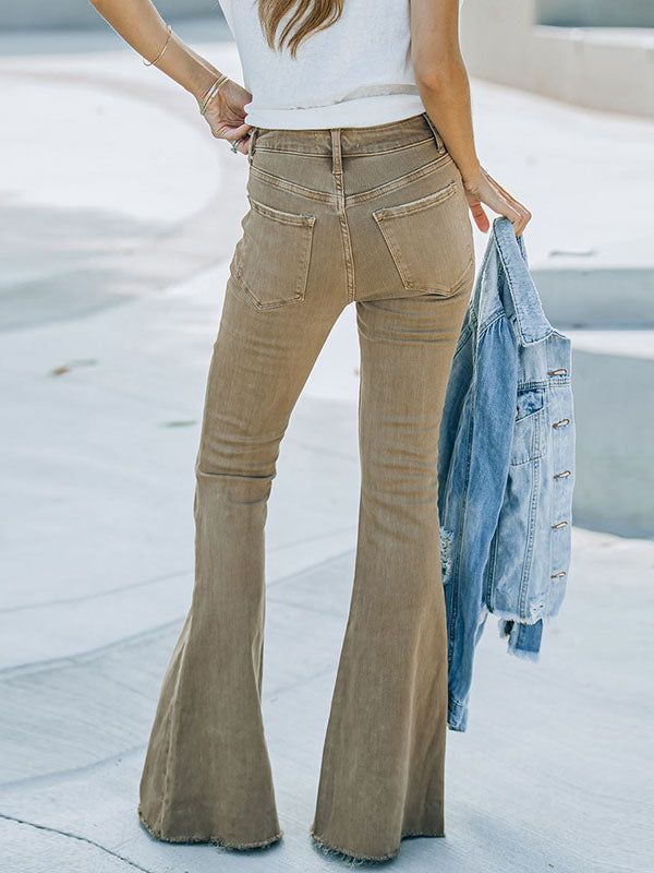 Flare Jeans For Woman Camel Cotton Spring Bell Bottoms 2026