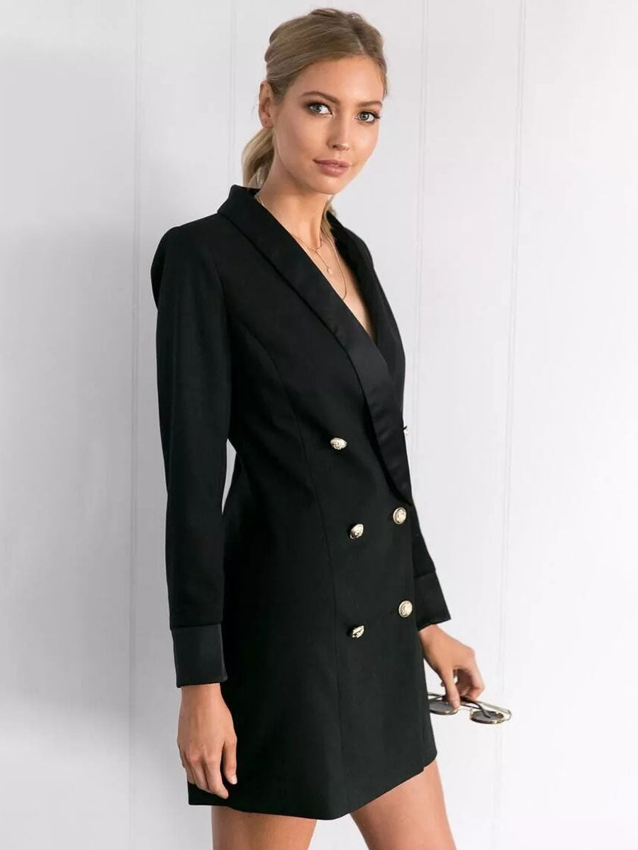 Blazer Jacket Double Breasted V-Neck Blazer Dress For Women
