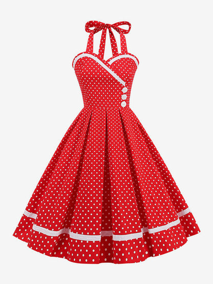 Retro Glamour Dress 1950s Style Burgundy Layered Buttons Sleeveless Sweetheart Neck Swing Dress