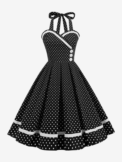 Retro Glamour Dress 1950s Style Burgundy Layered Buttons Sleeveless Sweetheart Neck Swing Dress