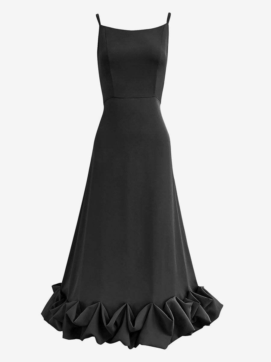 Party Dress Lilac Spaghetti Strap Backless Cupcake Edge Prom Midi Dresses