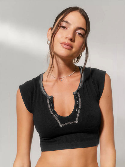 Light Gray Cami Top U-Neck Sexy Women Camis