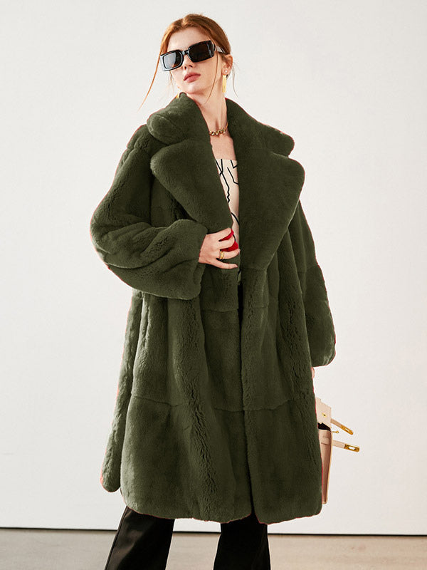 Faux Fur Long Coat Notched Lapel Belted Winter Eco-friendly Jacket For Women 2026