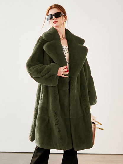 Faux Fur Long Coat Notched Lapel Belted Winter Eco-friendly Jacket For Women 2026