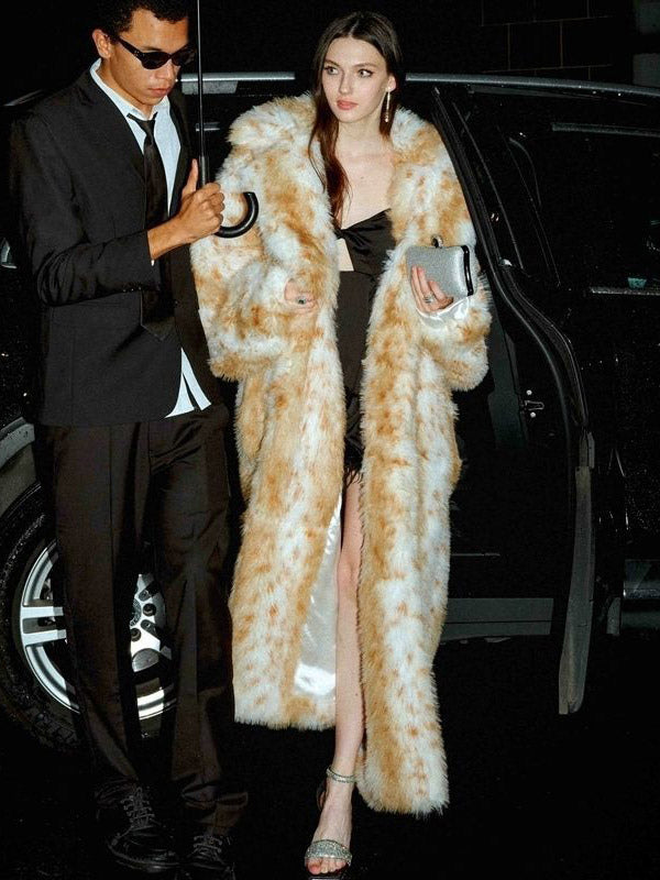 Leopard Faux Fur Coats Eco-friendly Winter Long Jacket For Women 2026