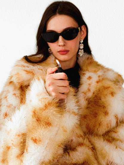 Leopard Faux Fur Coats Eco-friendly Winter Long Jacket For Women 2026