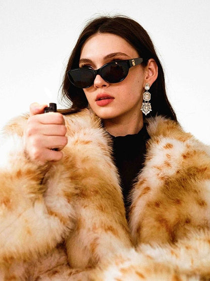 Leopard Faux Fur Coats Eco-friendly Winter Long Jacket For Women 2026