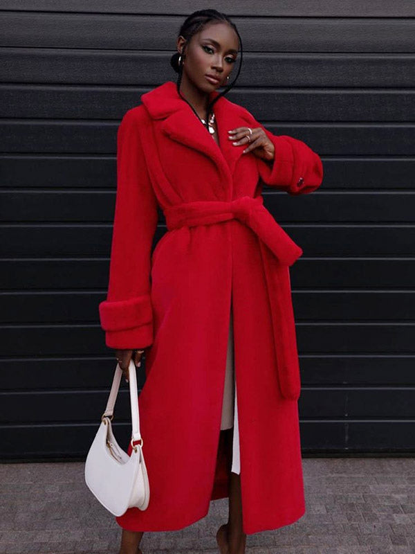 Faux Fur Coats Notched Lapel Oversized Winter Long Coat For Women 2026