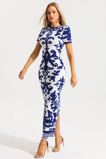 Kint Paisley Print Round Neck Midi Dress