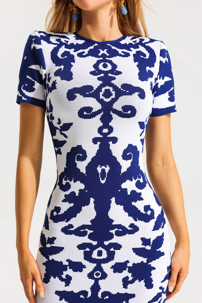Kint Paisley Print Round Neck Midi Dress