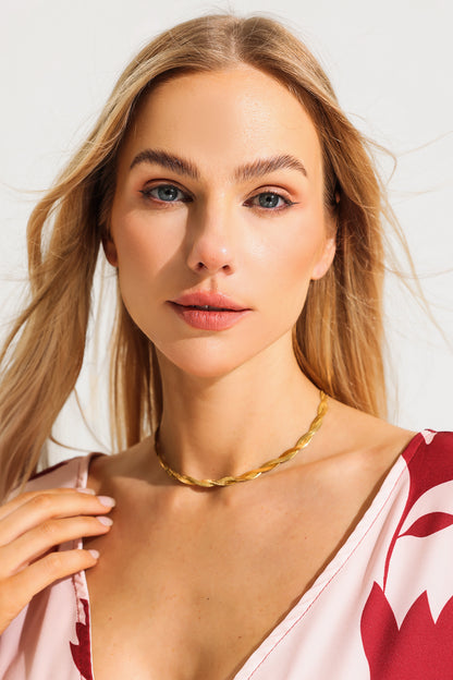 Gold Tone Two Strand Cross Necklace