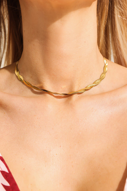 Gold Tone Two Strand Cross Necklace