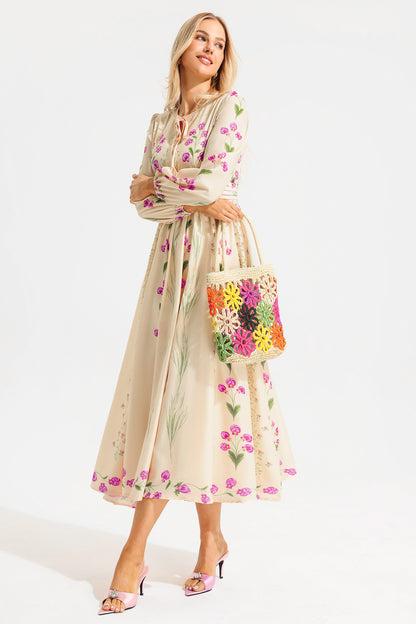 Floral Straw Woven Shoulder Bag