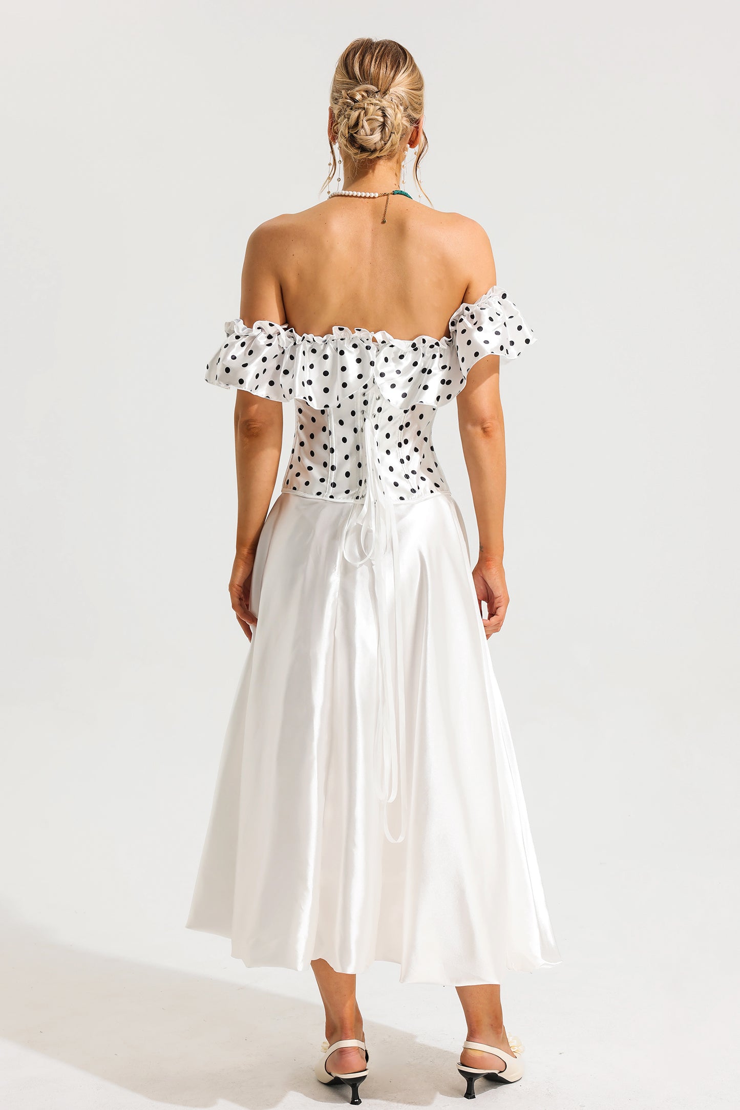 Polka Dot Off-Shoulder Corset
