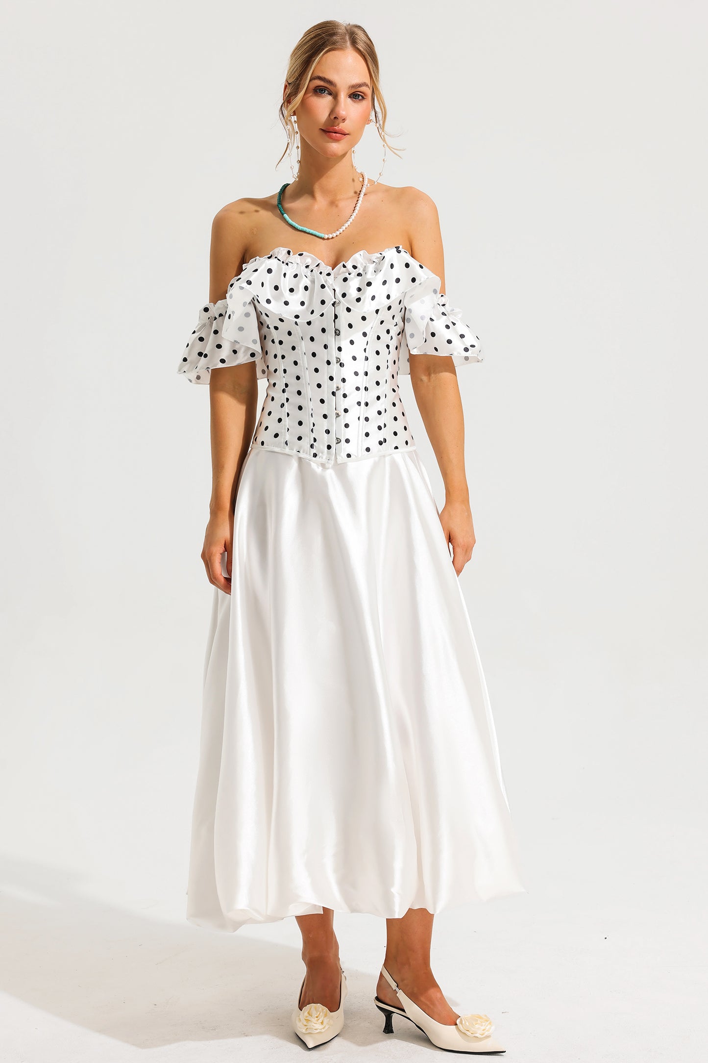 Polka Dot Off-Shoulder Corset