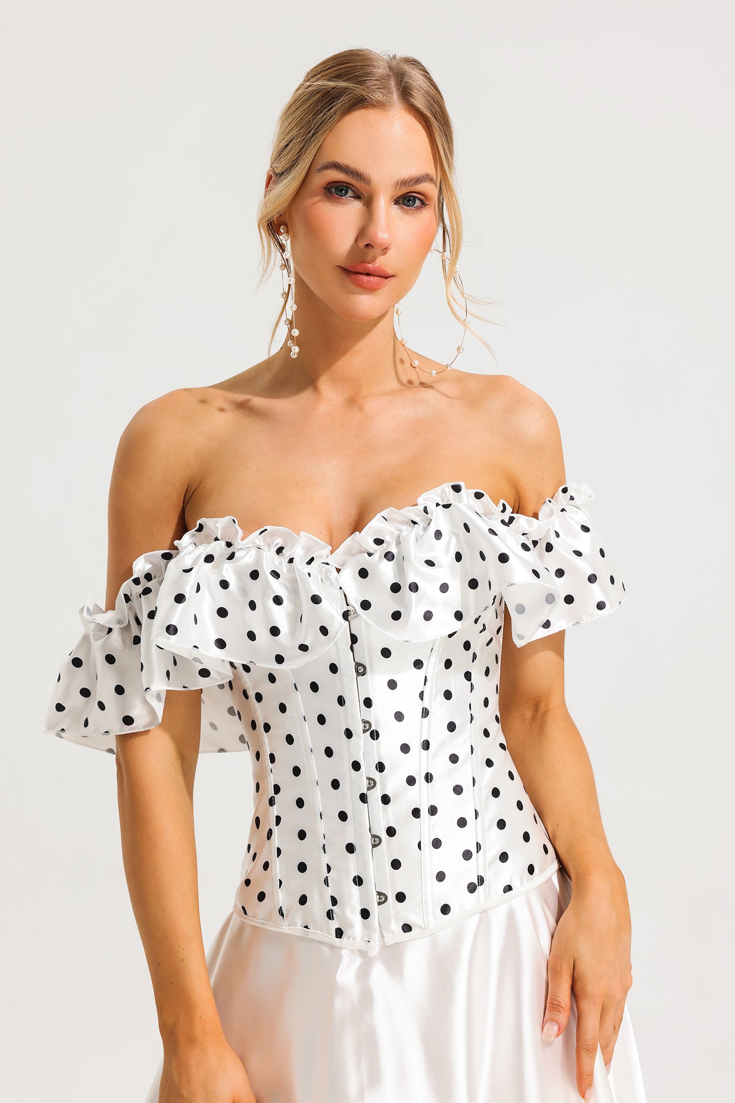 Polka Dot Off-Shoulder Corset