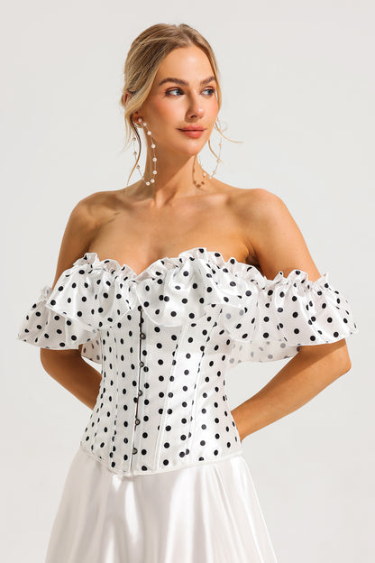 Polka Dot Off-Shoulder Corset