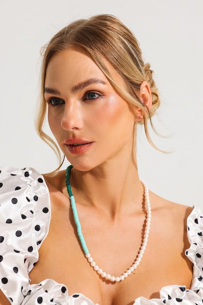 Faux Pearl Color Clash Necklace