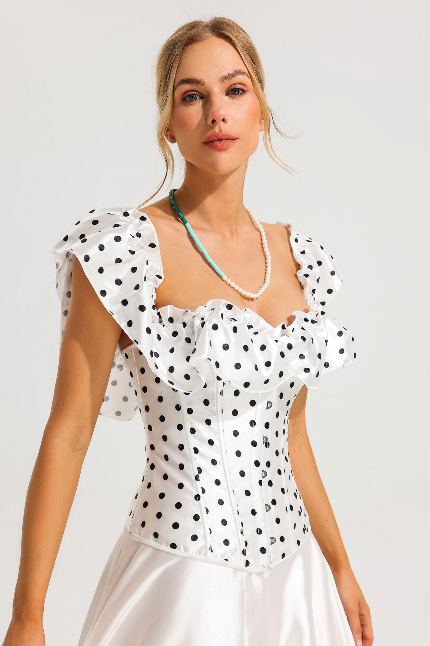 Polka Dot Off-Shoulder Corset