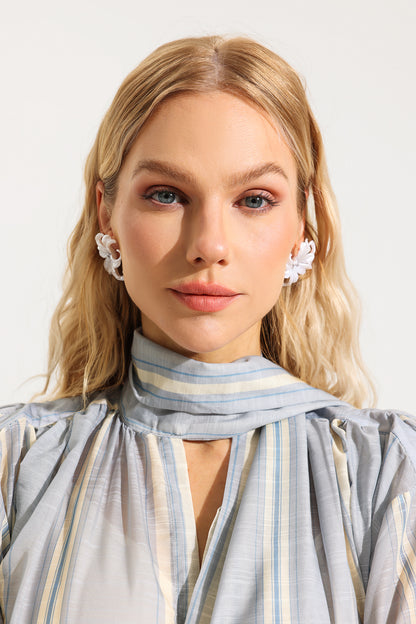 Floral Faux Diamond Stud Earrings