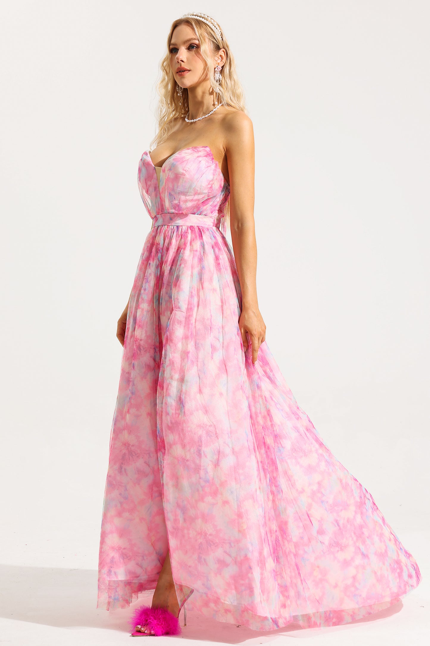 Sweetheart Neck Frill Sleeveless Maxi Dress