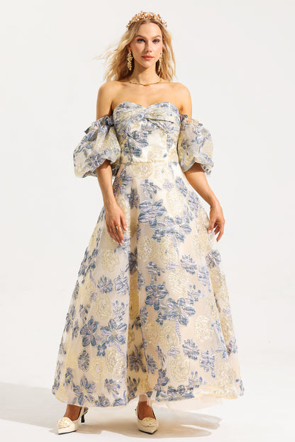 Jacquard Off-Shoulder Midi Dress