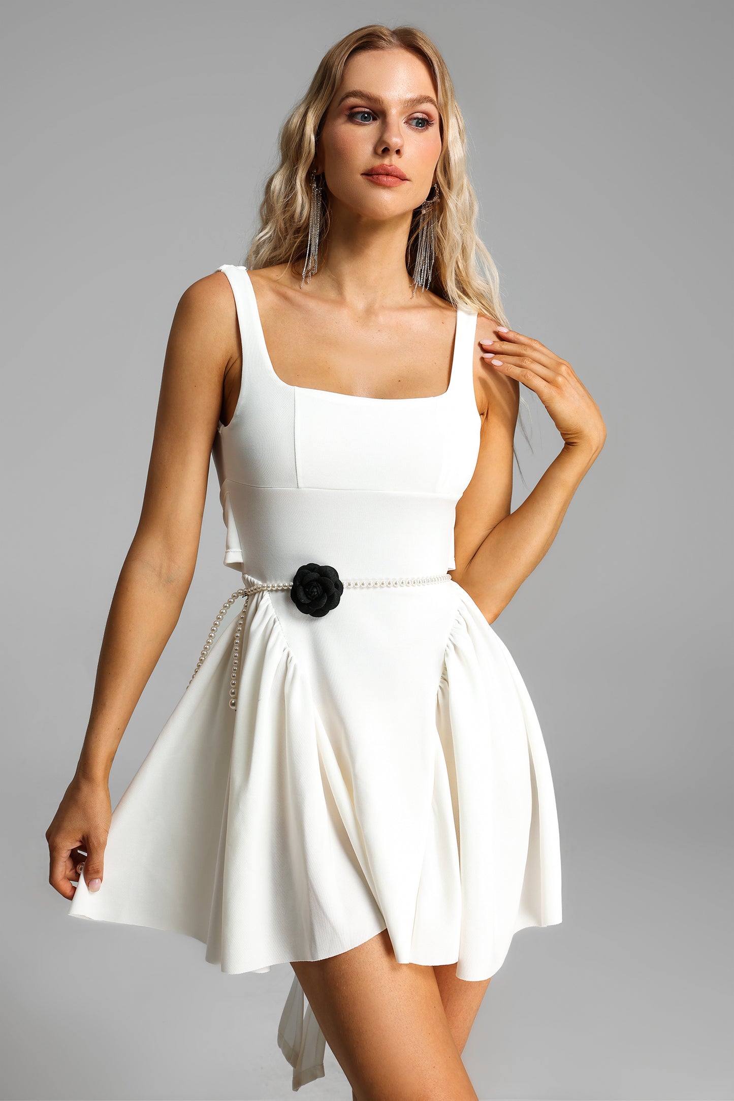 3D Floral Faux Pearl Decor Waist Chain