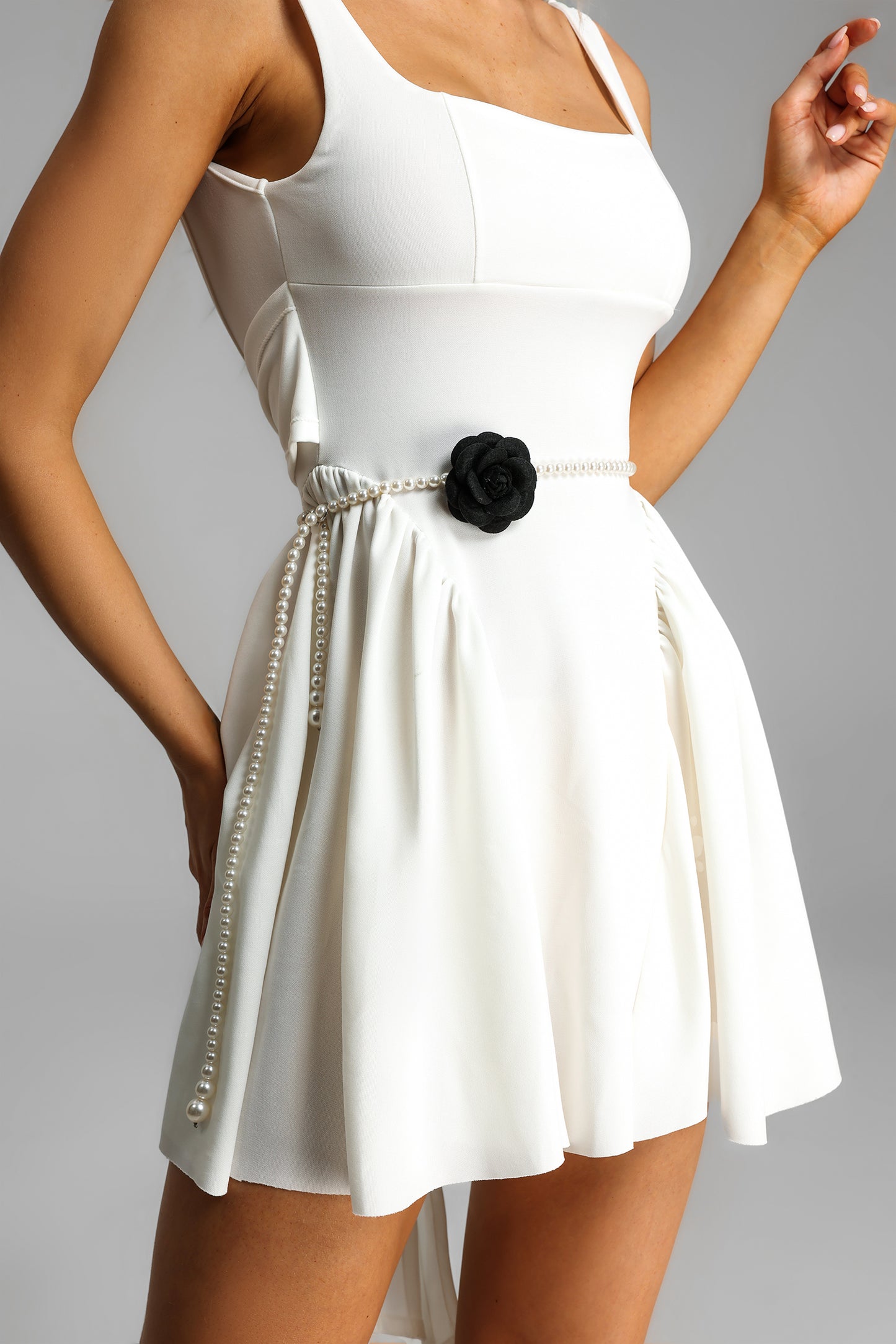 3D Floral Faux Pearl Decor Waist Chain