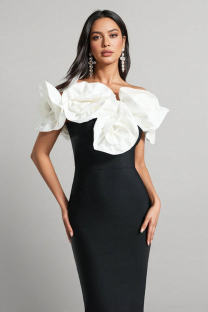 Slaia Flower One Shoulder Maxi Dress