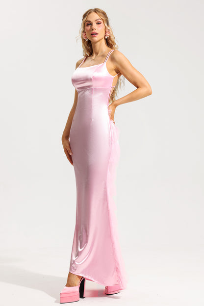 Lace Up Ruffle Sleeveless Maxi Dress