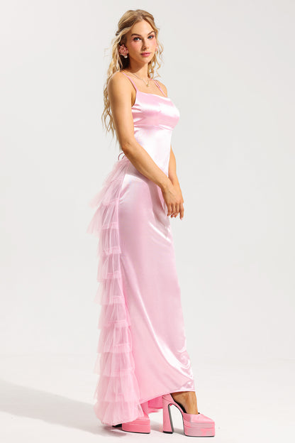 Lace Up Ruffle Sleeveless Maxi Dress