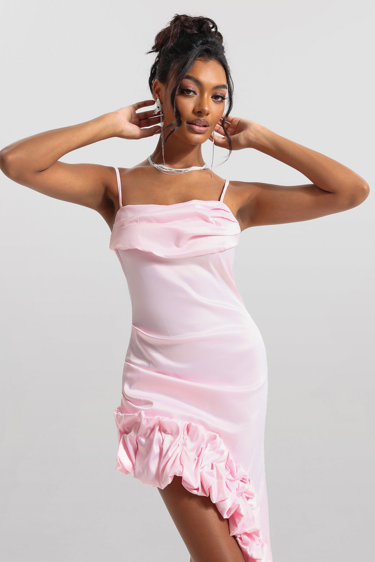 Solid Sleeveless Agaric Lace Midi Dress