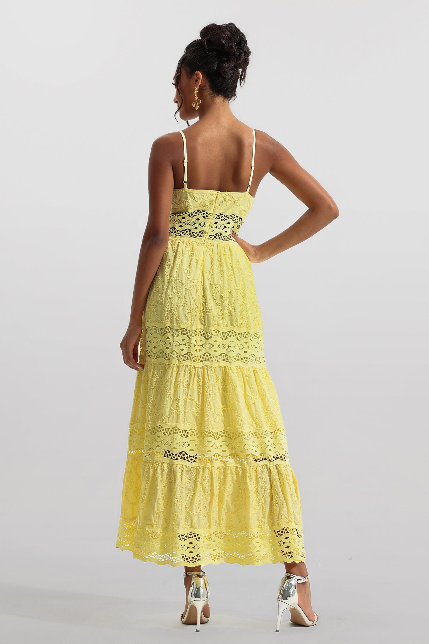 Solid Lace Sleeveless Midi Dress