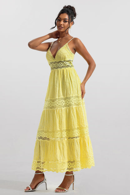 Solid Lace Sleeveless Midi Dress