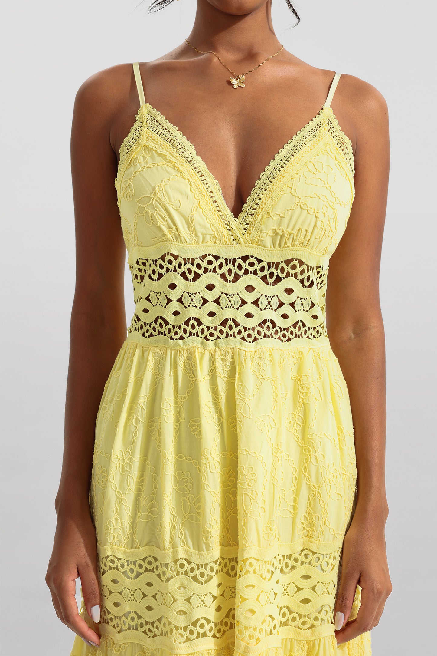 Solid Lace Sleeveless Midi Dress