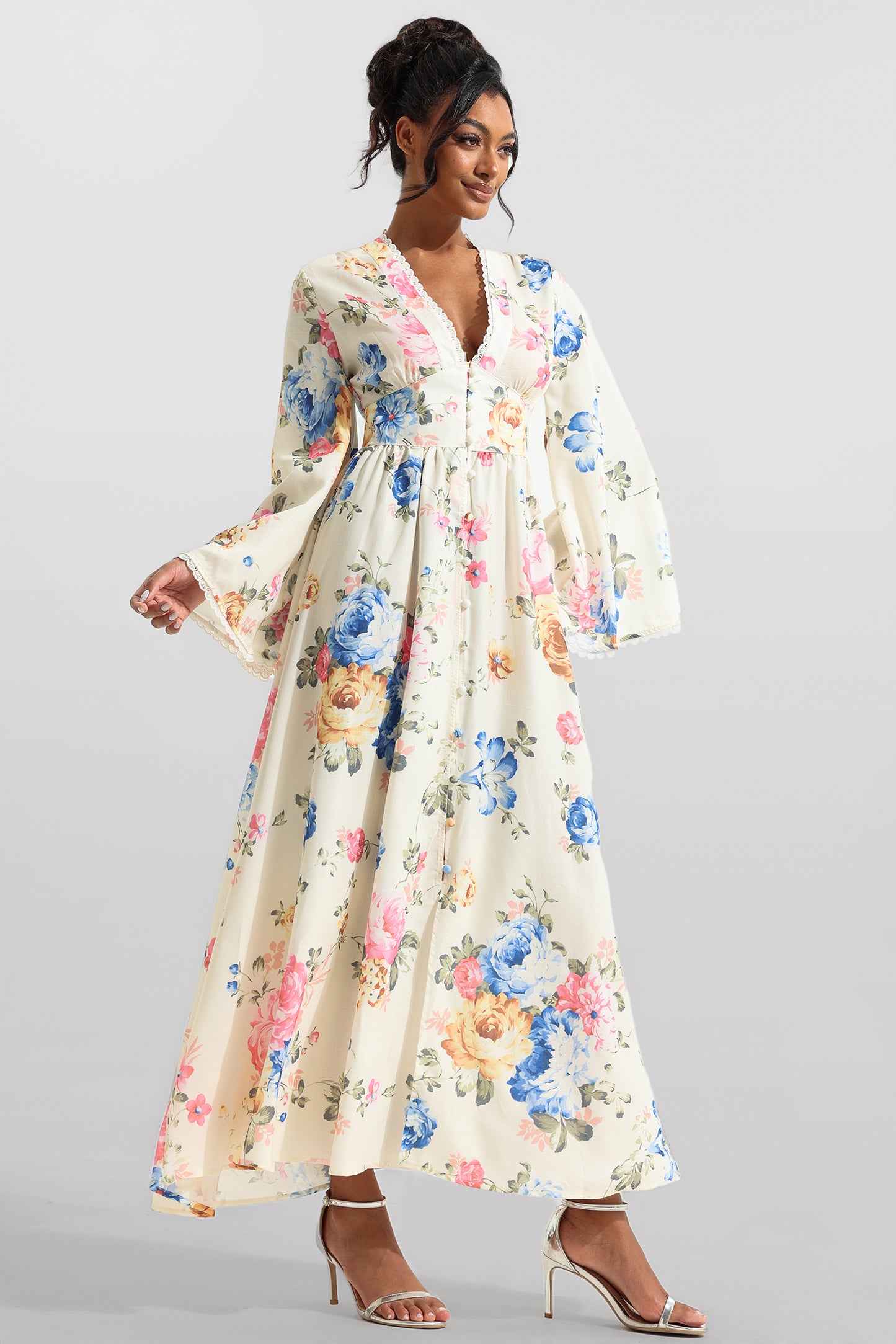 Floral Lace Bottom Midi Dress